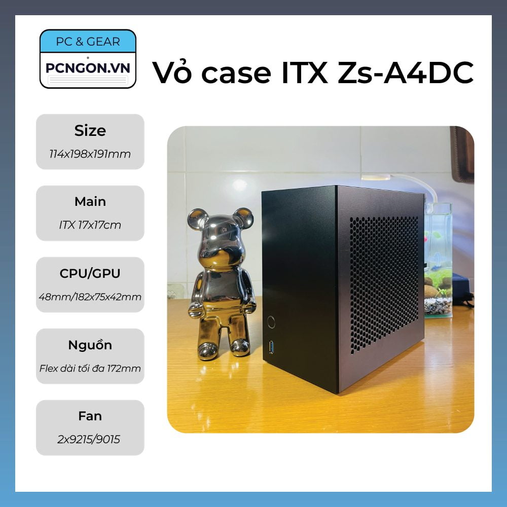 Vỏ Case Máy Tính Mini Itx Zs-a4dc Nhỏ Gọn - Đen