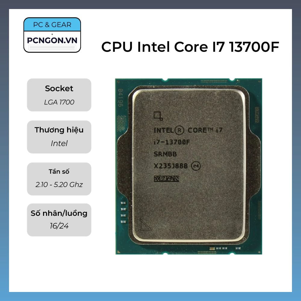 Cpu Intel Core I7 13700f, 2.1ghz Turbo 5.2ghz, 16 Nhân 24 Luồng, Lga1700 - Tray, Không Fan