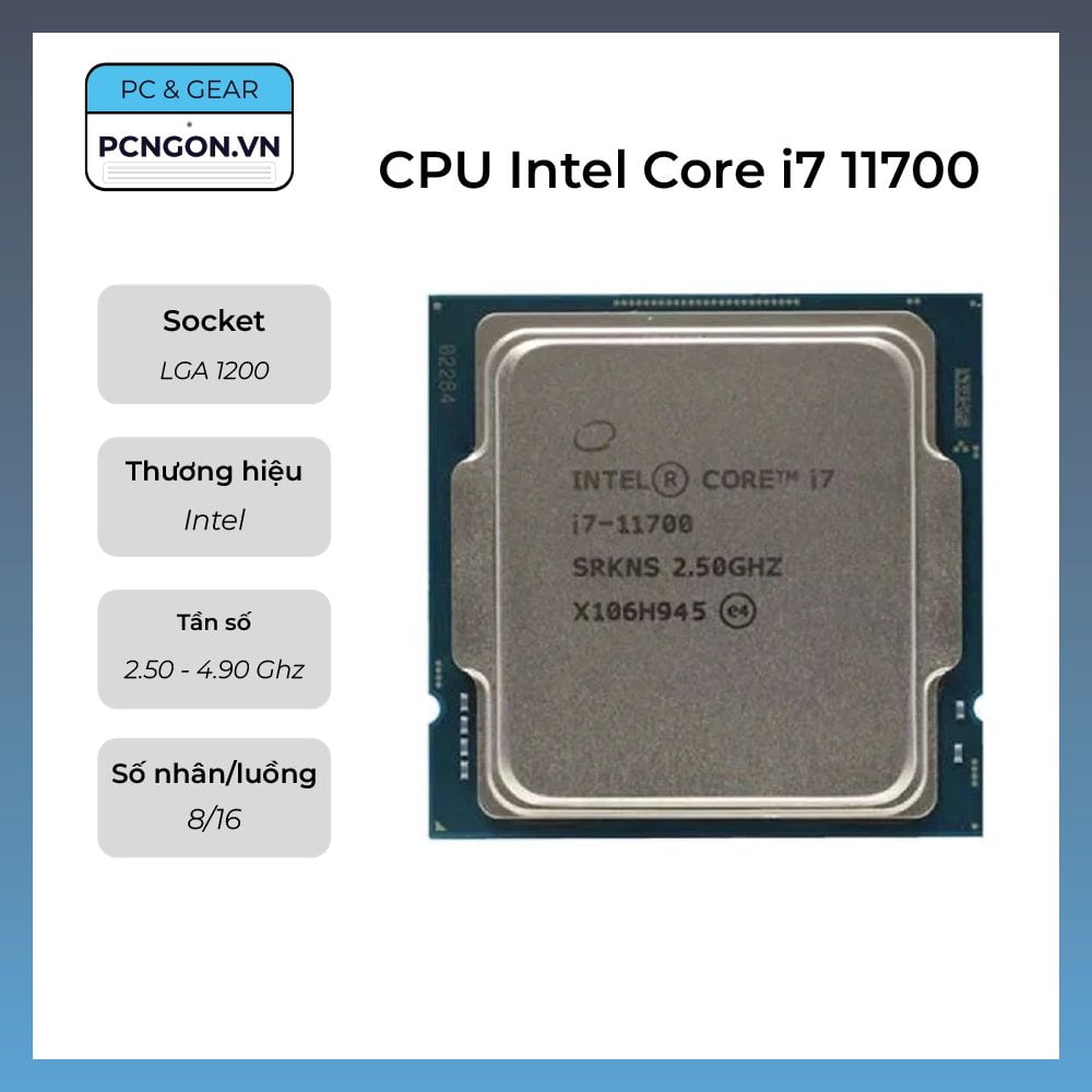 Cpu Intel Core I7 11700, 2.5ghz Turbo 4.9ghz, 8 Nhân 16 Luồng, Lga1200 - Tray, Không Fan