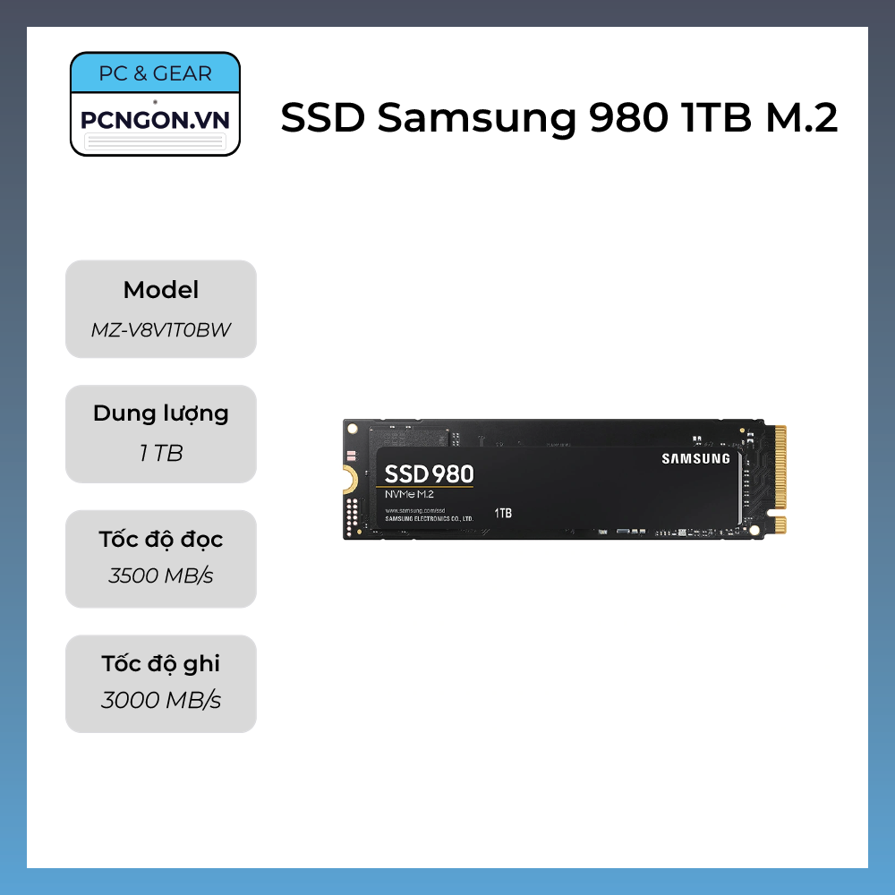 Ssd Samsung 980 1tb M.2 Nvme Pcie Gen3x4 V-nand (mz-v8v1t0bw)