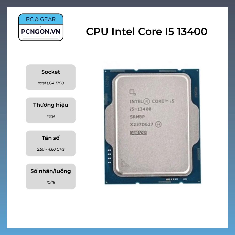 Cpu Intel Core I5 13400, 2.5ghz Turbo 4.6ghz, 10 Nhân 16 Luồng, Lga1700 - Tray, Không Fan