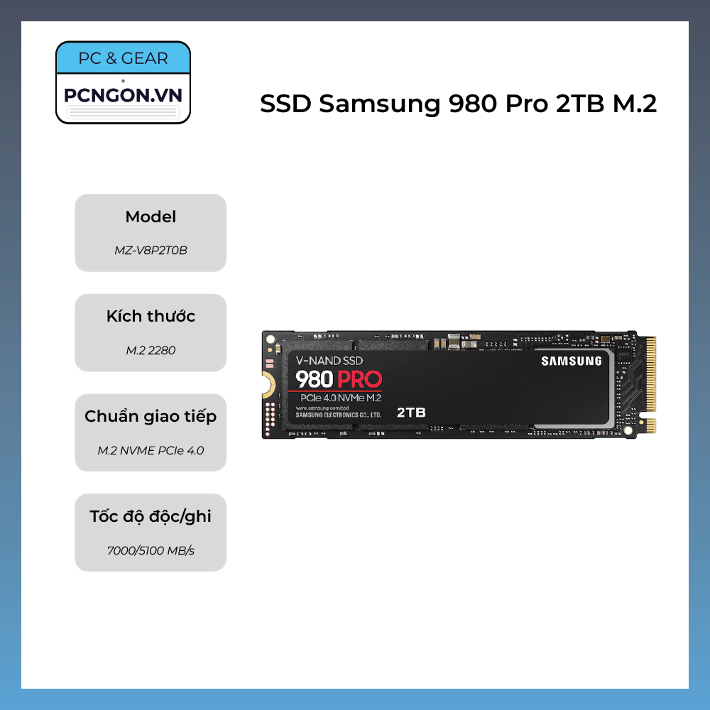 Ssd Samsung 980 Pro 2tb M.2 Nvme Pcie 4.0 (mz-v8p2t0b)