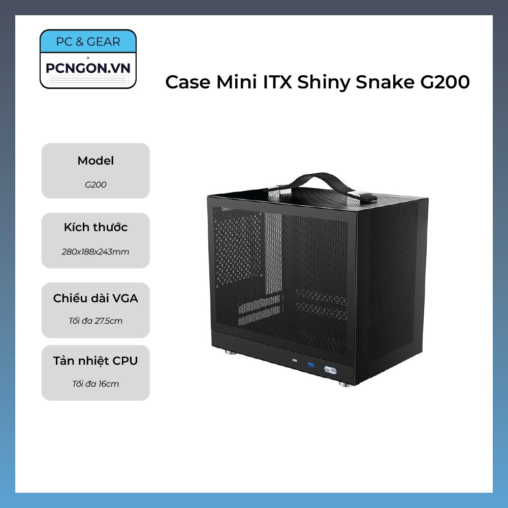 Vỏ Case Máy Tính Mini Itx Shiny Snake G200 - Đen
