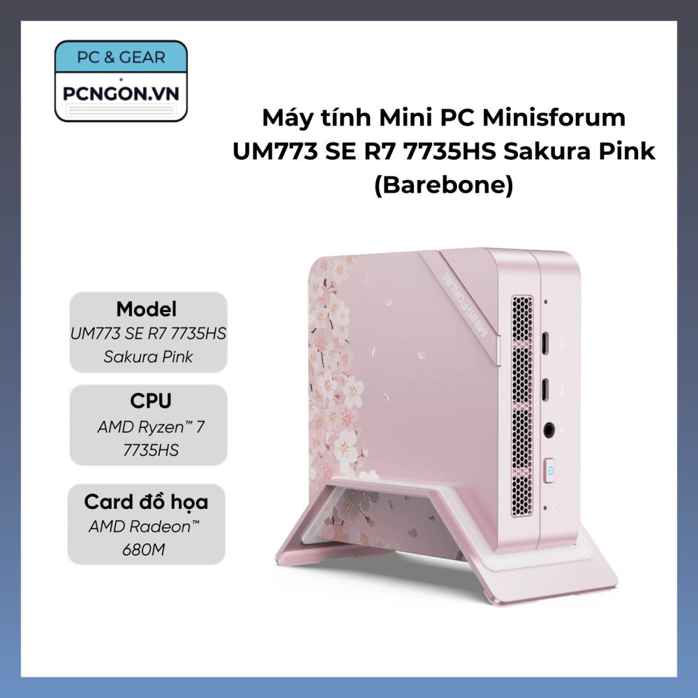 Máy Tính Mini Pc Minisforum Um773 Se R7 7735hs Sakura Pink (barebone)