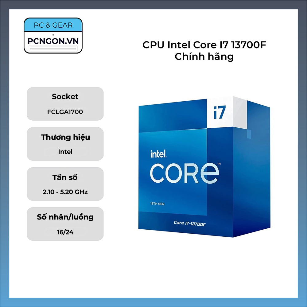 Cpu Intel Core I7 13700f Chính Hãng (2.1ghz Turbo 5.2ghz, 16 Nhân 24 Luồng)