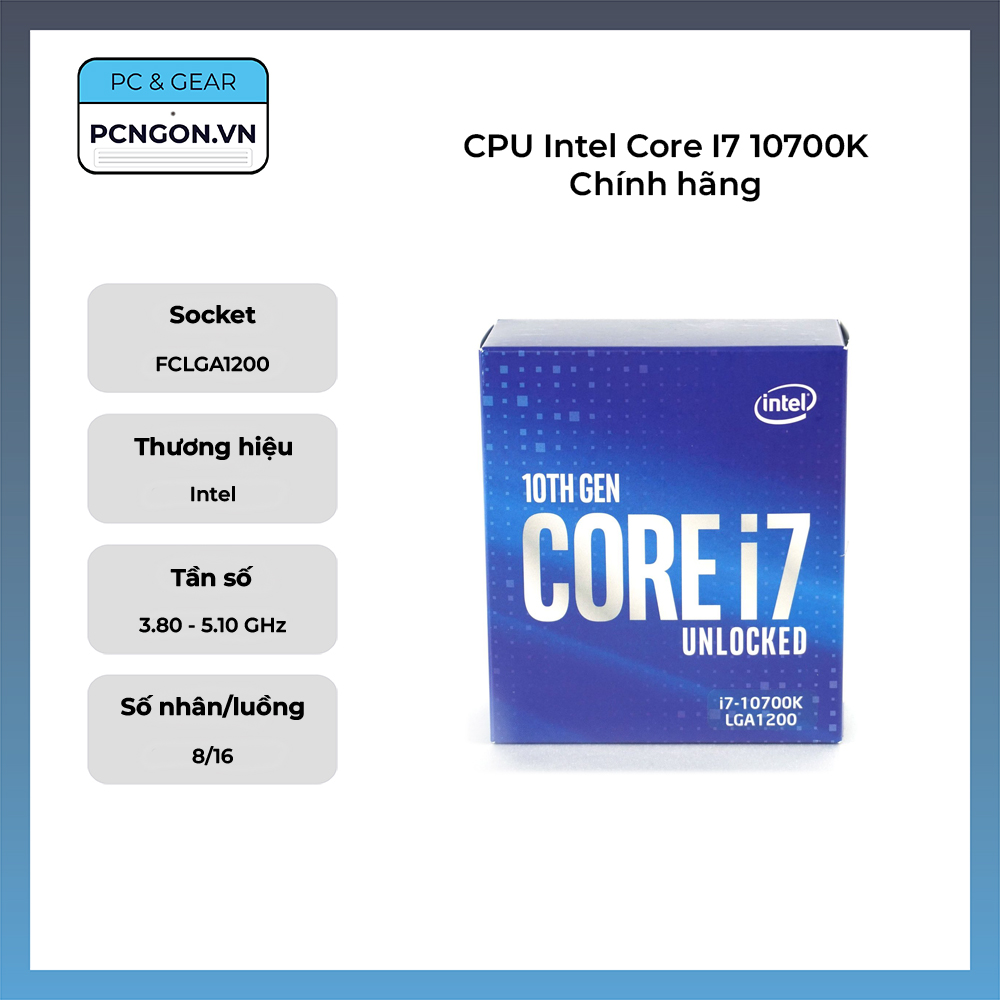 Cpu Intel Core I7 10700k Chính Hãng (3.8ghz Turbo 5.1ghz, 8 Nhân 16 Luồng)