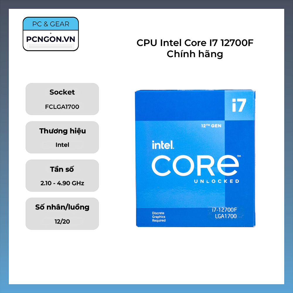 Cpu Intel Core I7 12700f Chính Hãng (2.1ghz Turbo 4.9ghz, 12 Nhân 20 Luồng)