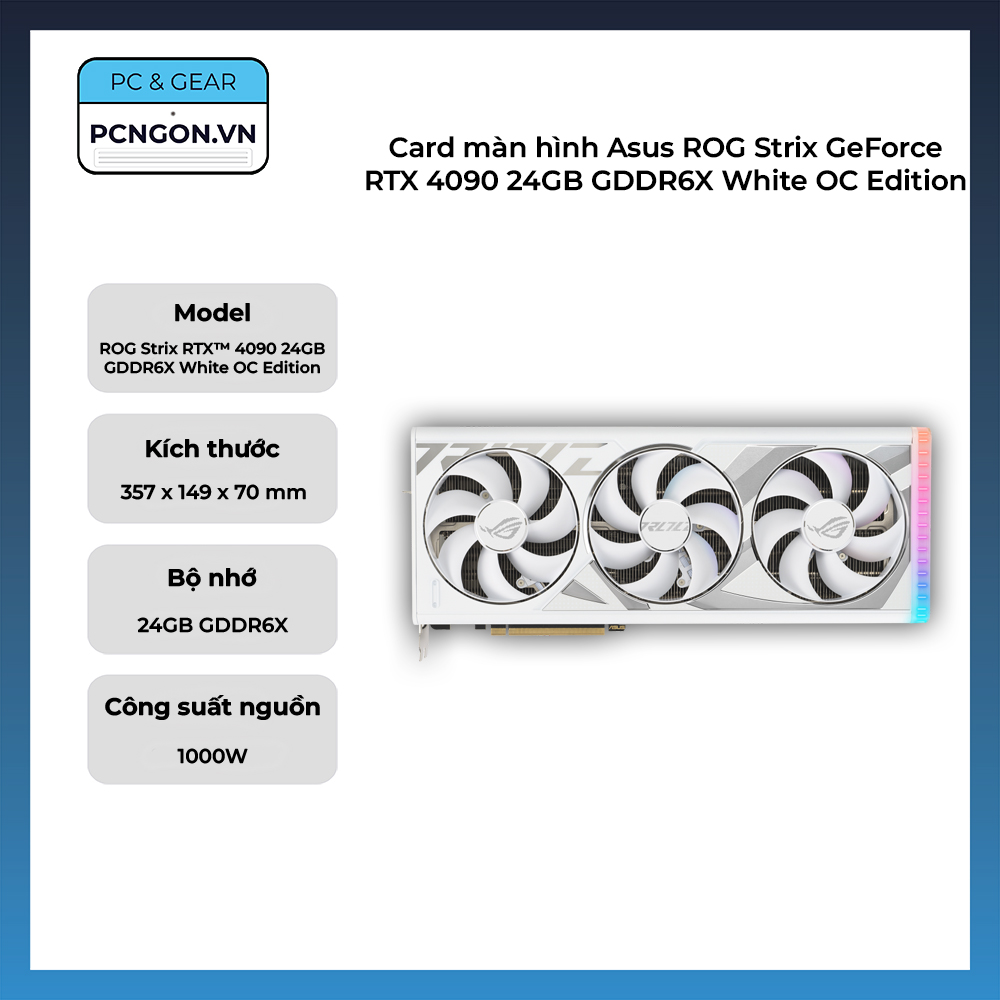 Card Màn Hình Asus Rog Strix Geforce Rtx 4090 24gb Gddr6x White Oc Edition