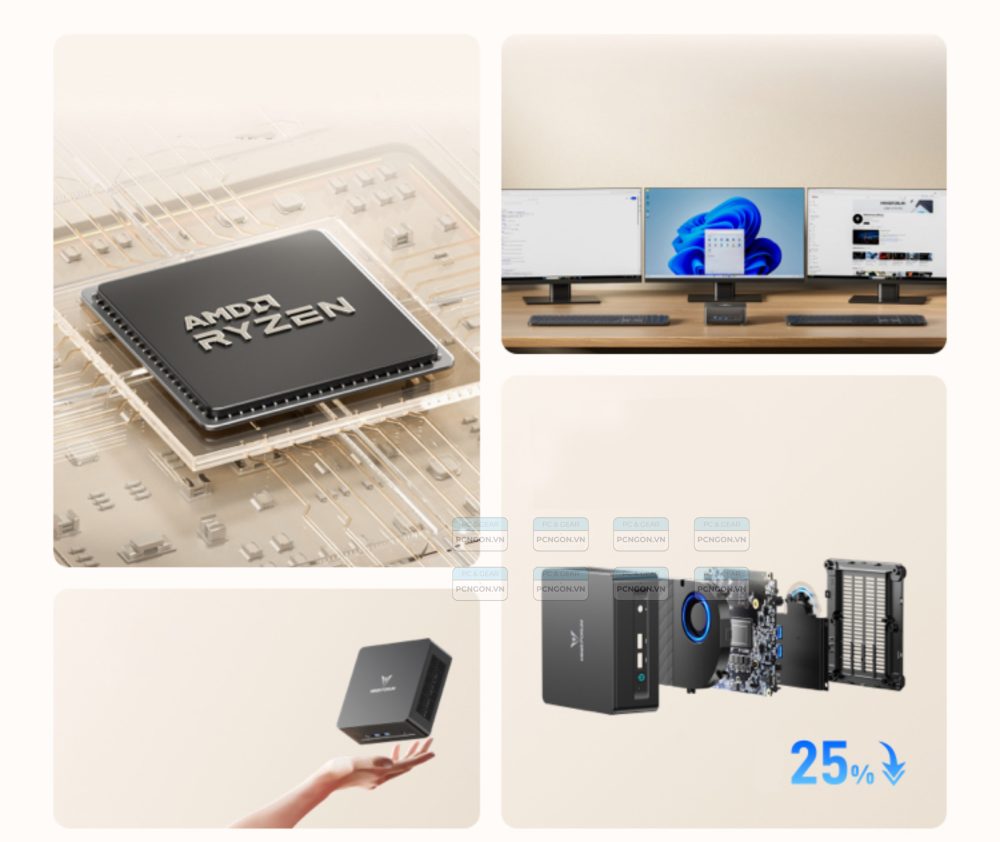 Máy Tính Mini Pc Minisforum Um690 Slim Ryzen 5 7640hs 3