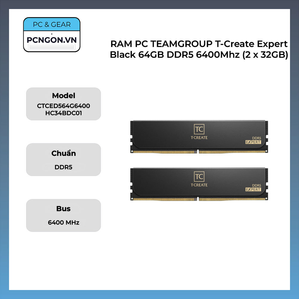 Ram Pc Teamgroup T-create Expert Black 64gb Ddr5 6400mhz (2 X 32gb)