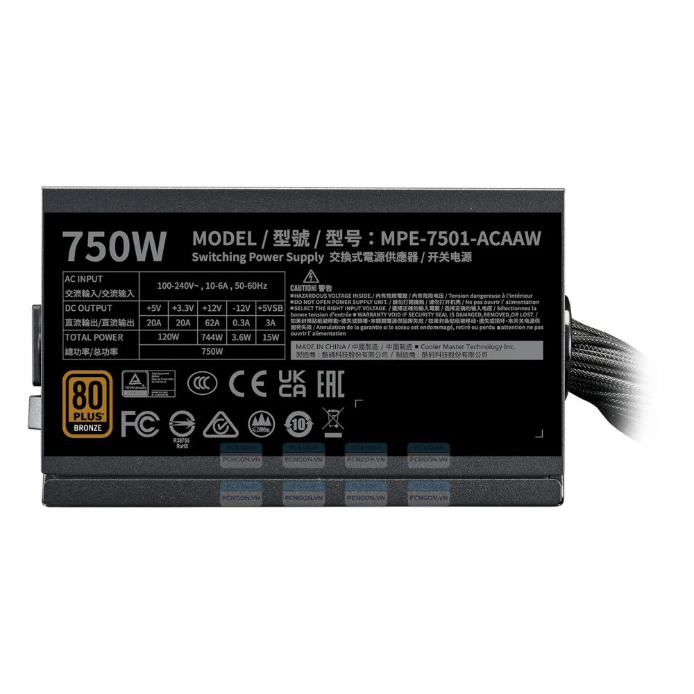 Nguồn Máy Tính Cooler Master Mwe Bronze 750 750w V3 Eu Cable Atx 3.1 Full Range 1