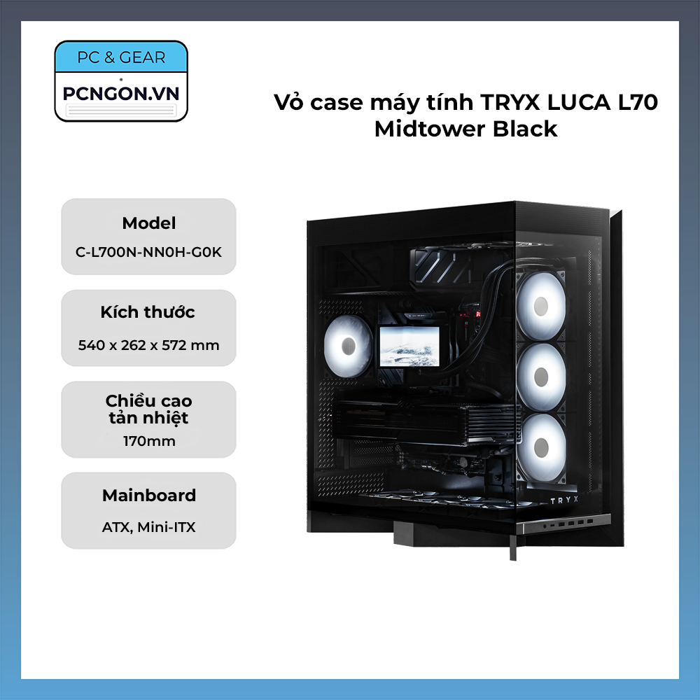 Vỏ Case Máy Tính Tryx Luca L70 Midtower Black