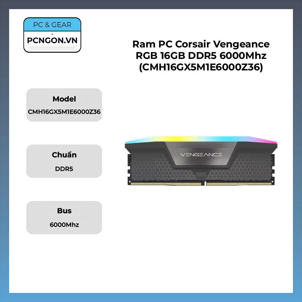 Ram Pc Corsair Vengeance Rgb 16gb Ddr5 6000mhz (cmh16gx5m1e6000z36)