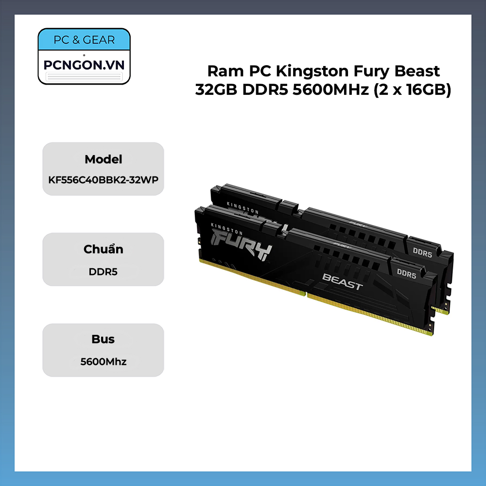 Ram Pc Kingston Fury Beast 32gb Ddr5 5600mhz (2 X 16gb)
