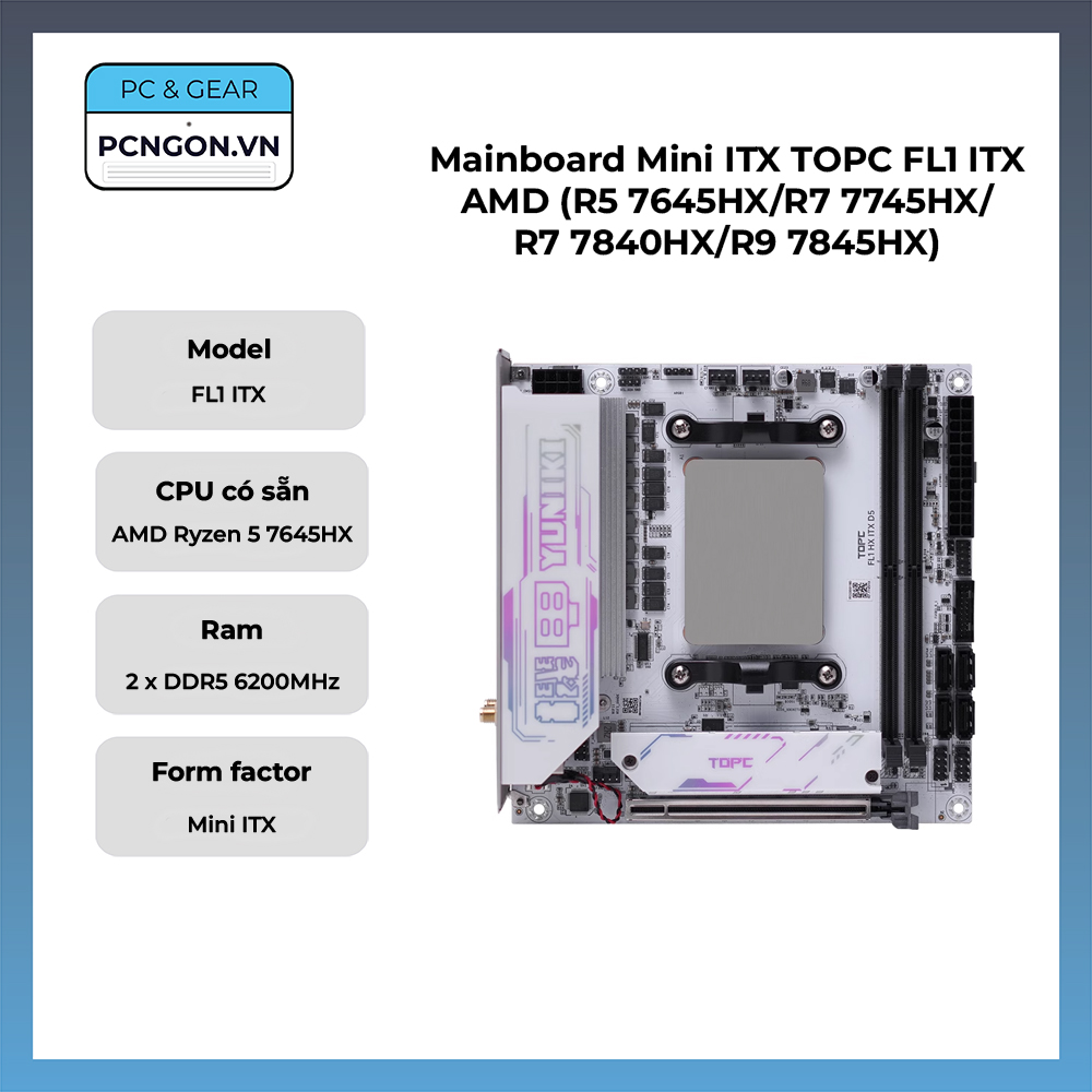 Mainboard Mini Itx Topc Fl1 Itx Amd (r5 7645hx, R7 7745hx, R7 7840hx, R9 7845hx)