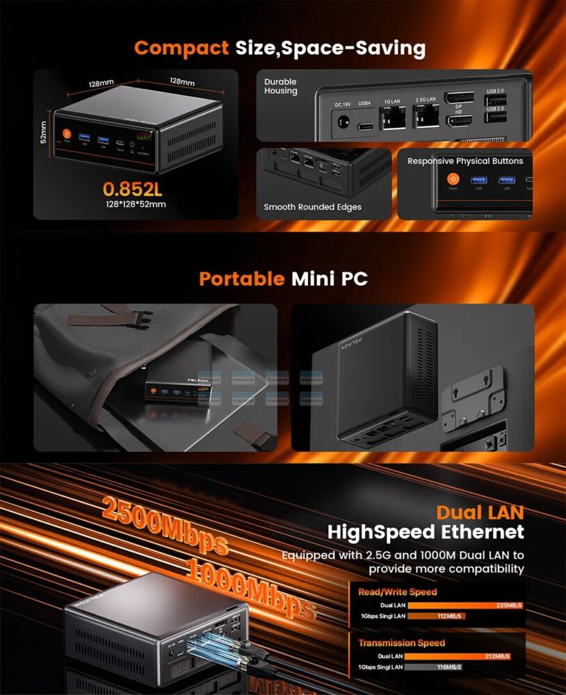 Máy Tính Mini Pc Peladn Wo4 Amd Ryzen 5 7640hs (16g, 512gb) 2