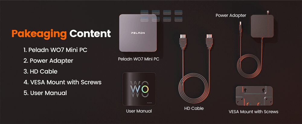 Máy Tính Mini Pc Peladn Wo7 Amd Ryzen 7 7735u (barebone) 9