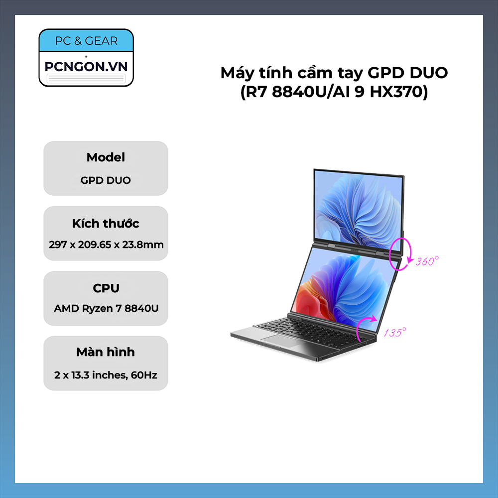 Máy Tính Cầm Tay Gpd Duo (r7 8840u, Ai 9 Hx370)