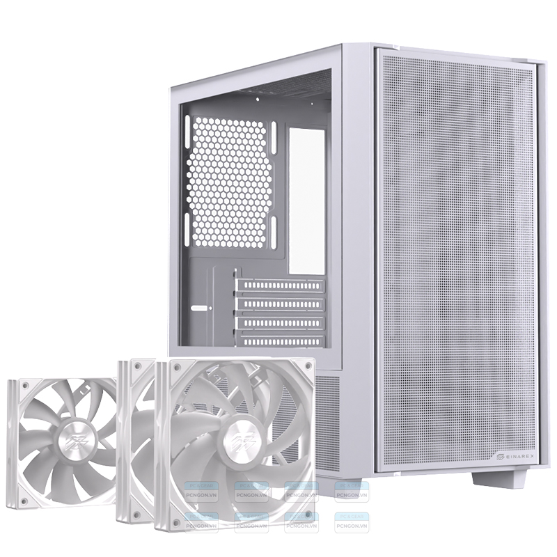 Vỏ Case Máy Tính Einarex Pm150 Rgb (trắng, Đen) 2