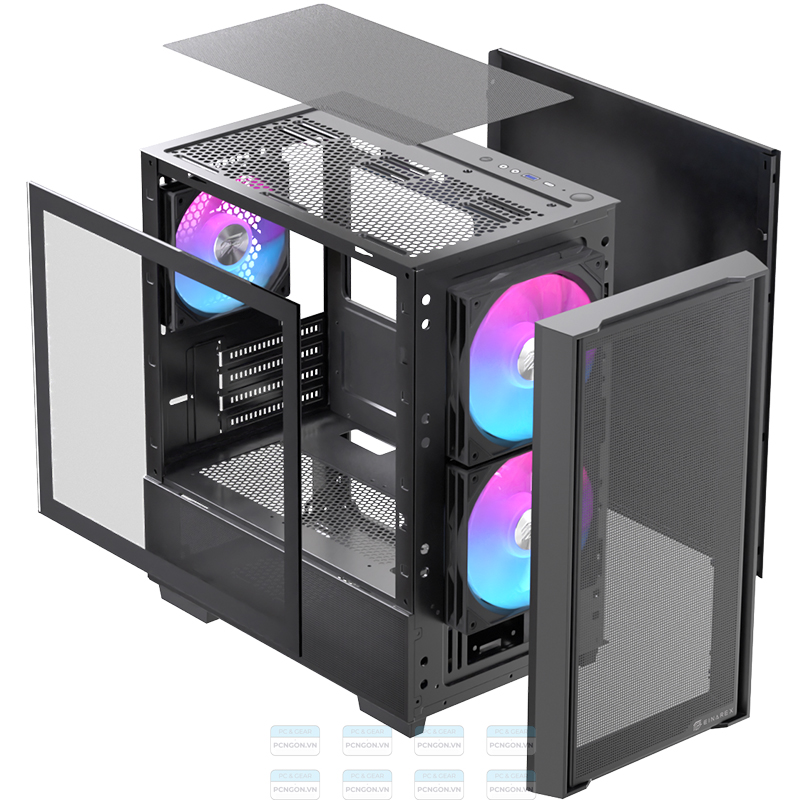 Vỏ Case Máy Tính Einarex Pm150 Rgb (trắng, Đen) 4