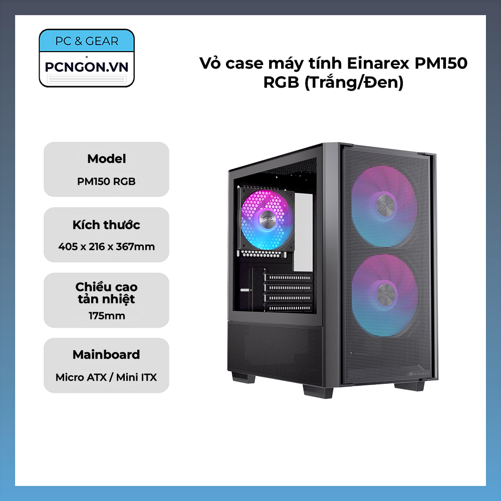 Vỏ Case Máy Tính Einarex Pm150 Rgb (trắng, Đen)