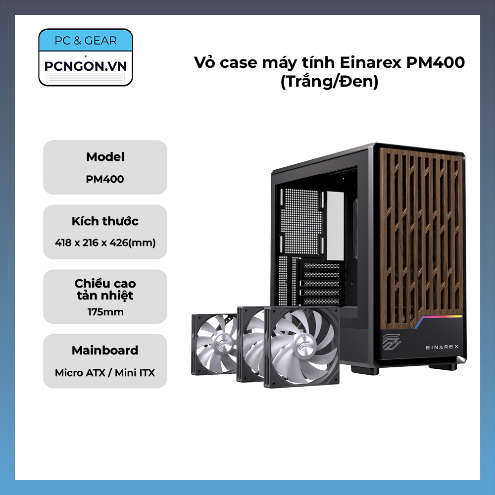 Vỏ Case Máy Tính Einarex Pm400 (trắng, Đen)