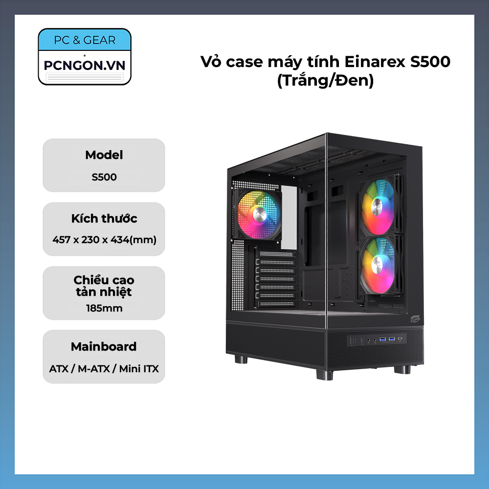 Vỏ Case Máy Tính Einarex S500 (trắng, Đen)