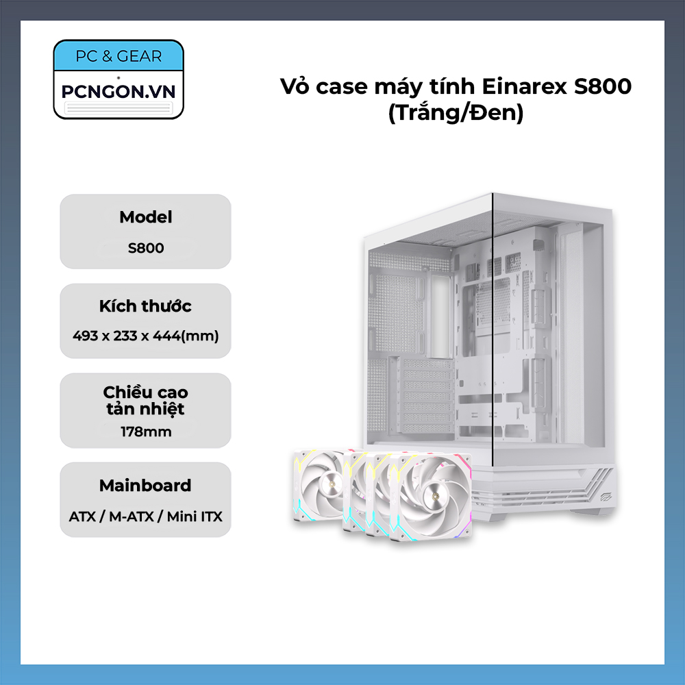 Vỏ Case Máy Tính Einarex S800 (trắng, Đen)