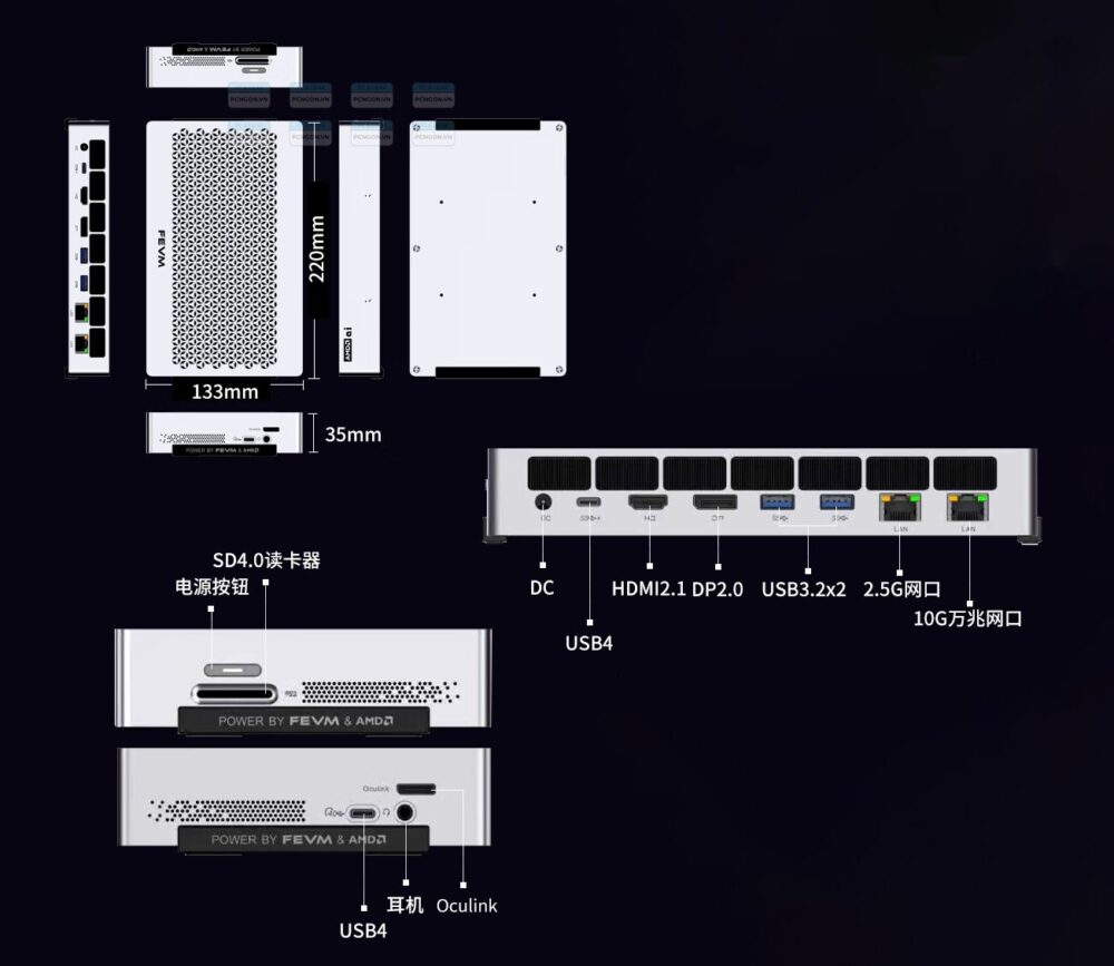 Máy Tính Mini Pc Fevm Faex1 Amd Ryzen Ai Max 395 (64gb, 0gb) 9