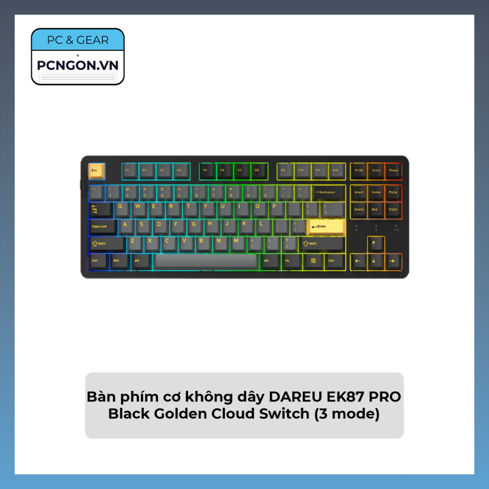 Bàn Phím Cơ Không Dây Dareu Ek87 Pro Black Golden Cloud Switch (3 Mode)