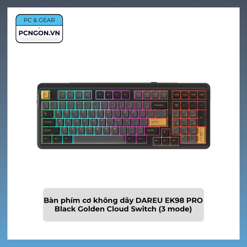 Bàn Phím Cơ Không Dây Dareu Ek98 Pro Black Golden Cloud Switch (3 Mode)