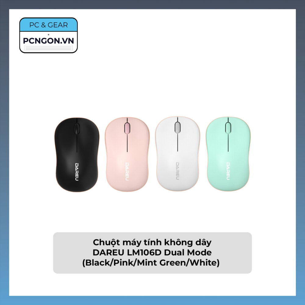 Chuột Máy Tính Không Dây Dareu Lm106d Dual Mode (black, Pink, Mint Green, White)