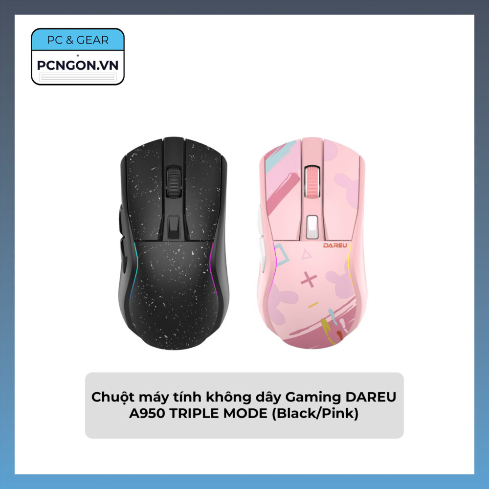 Chuột Máy Tính Không Dây Gaming Dareu A950 Triple Mode (black, Pink)