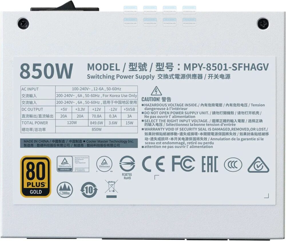 Nguồn Cooler Master 850w V850 Sfx Gold White Edition Full Modular 1