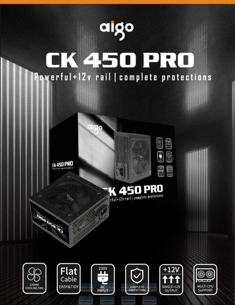 Nguồn Máy Tính Aigo Ck450pro 450w 80 Plus Eficiency (8)