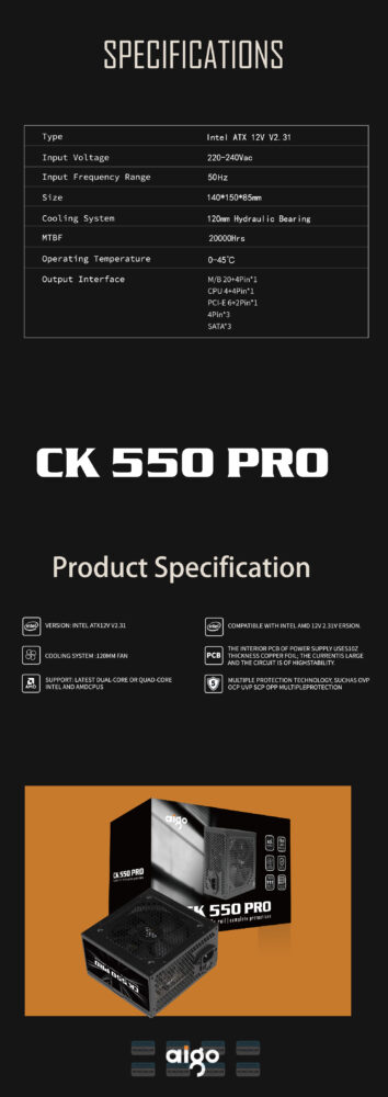 Nguồn Máy Tính Aigo Ck550pro 550w 80 Plus Eficiency (6)